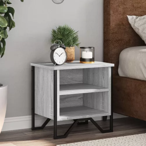 vidaXL 2 db szürke sonoma színű szerelt fa éjjeliszekrény 40x30x40 cm