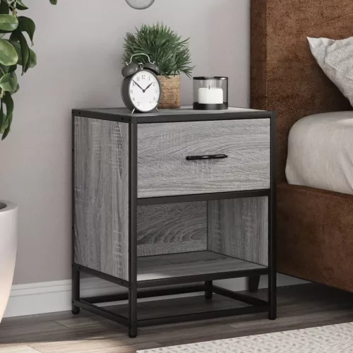 vidaXL 2 db szürke-sonoma színű szerelt fa éjjeliszekrény 40x31x50 cm