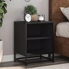   vidaXL éjjeliszekrények 2 db Fekete 40x31x50 cm Méretezett fa és fém