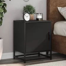   vidaXL éjjeliszekrények 2 db Fekete 40x31x50 cm Méretezett fa és fém