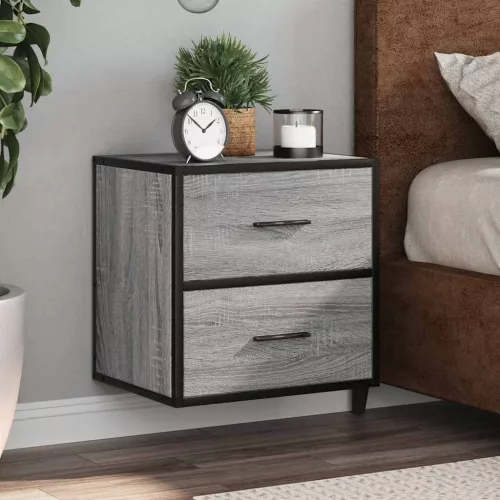 vidaXL 2 db szürke sonoma színű fali éjjeliszekrény 40 x 31 x 39,5 cm