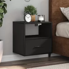   vidaXL 2 db fekete falra szerelhető éjjeliszekrény 40 x 31 x 39,5 cm