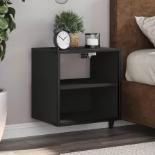   vidaXL 2 db fekete falra szerelhető éjjeliszekrény 40 x 31 x 39,5 cm