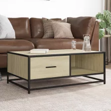   vidaXL sonoma tölgy szerelt fa és fém dohányzóasztal 90 x 57 x 35 cm