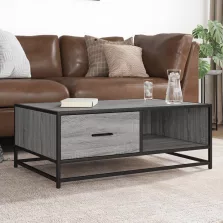   vidaXL szürke sonoma szerelt fa és fém dohányzóasztal 90 x 57 x 35 cm