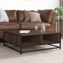   vidaXL barna tölgy színű szerelt fa és fém dohányzóasztal 80x80x30 cm