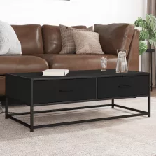   vidaXL fekete szerelt fa és fém dohányzóasztal 100 x 50 x 35 cm