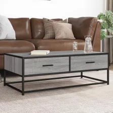   vidaXL szürke sonoma szerelt fa és fém dohányzóasztal 100 x 50 x 35 cm