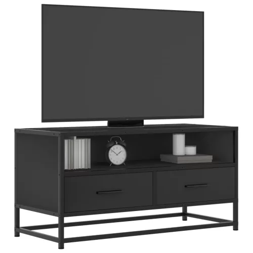 vidaXL fekete szerelt fa és fém TV-szekrény 80x34,5x40 cm