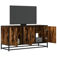   vidaXL füstös tölgy színű szerelt fa és fém TV-szekrény 100x35x50 cm