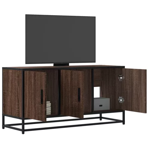vidaXL barna tölgy színű szerelt fa és fém TV-szekrény 100x35x50 cm