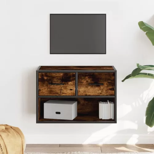 vidaXL füstös tölgy fa és fém TV-szekrény 60 x 31 x 39,5 cm