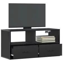 vidaXL fekete szerelt fa és fém TV-szekrény 80x31x39,5 cm