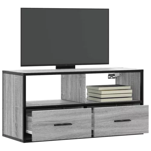 vidaXL szürke sonoma színű szerelt fa és fém TV-szekrény 80x31x39,5 cm