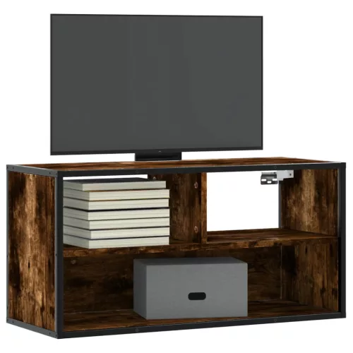 vidaXL füstös tölgy színű szerelt fa és fém TV-szekrény 80x31x39,5 cm