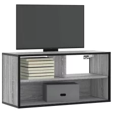   vidaXL szürke sonoma színű szerelt fa és fém TV-szekrény 80x31x39,5 cm