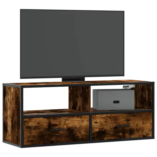 vidaXL füstös tölgy színű szerelt fa és fém TV-szekrény 100x31x39,5 cm