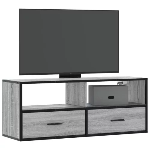 vidaXL szürke sonoma színű szerelt fa és fém TV-szekrény 100x31x39,5cm
