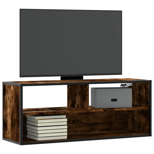vidaXL füstös tölgy színű szerelt fa és fém TV-szekrény 100x31x39,5 cm
