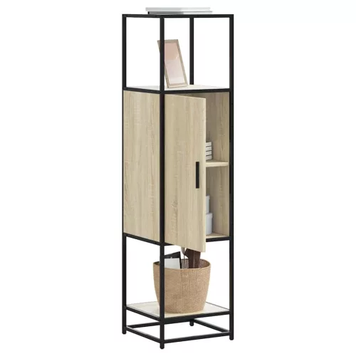 vidaXL Highboard sonoma tölgy 35,5x35x139 cm gépelt fa és fém