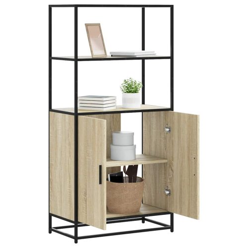 vidaXL Highboard sonoma tölgy 68x35x139 cm gépelt fa és fém