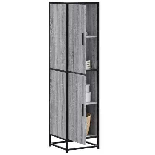 vidaXL Highboard szürke sonoma 35,5x35x139 cm gépelt fa és fém