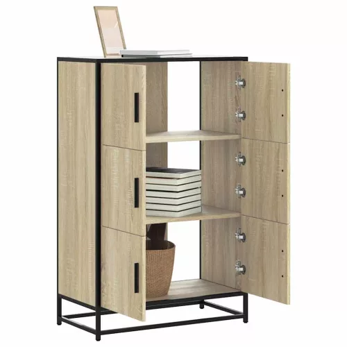 vidaXL Highboard sonoma tölgy 68x35x106,5 cm gépelt fa és fém
