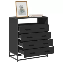 vidaXL fekete szerelt fa fiókos szekrény 70x41x83,5 cm
