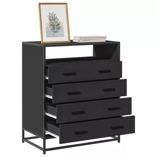 vidaXL fekete szerelt fa fiókos szekrény 70x41x83,5 cm