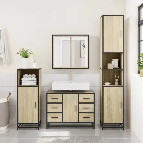 vidaXL sonoma tölgy szerelt fa fürdőszobai mosdószekrény 80x33x60 cm