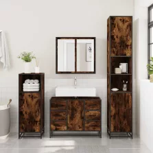   vidaXL füstös tölgy szerelt fa fürdőszobai mosdószekrény 80x33x60 cm