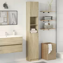   vidaXL sonoma tölgy színű szerelt fa fürdőszobaszekrény 32x25,5x190 cm