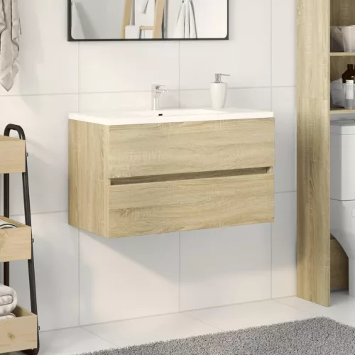 vidaXL sonoma tölgy színű szerelt fa mosdószekrény 80 x 38,5 x 45 cm