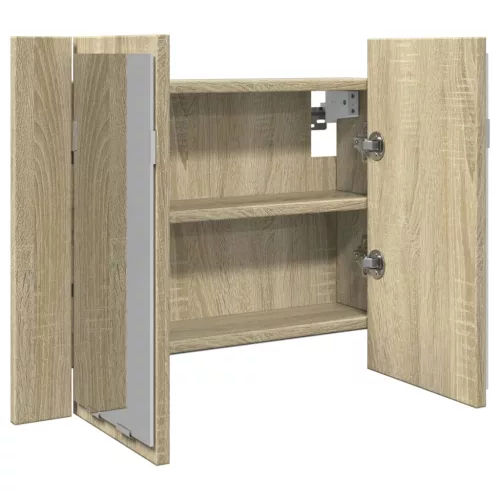 vidaXL sonoma tölgy színű szerelt fa LED-es tükörszekrény 60x12x45 cm