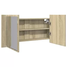   vidaXL sonoma tölgy színű szerelt fa LED-es tükörszekrény 90x12x45 cm