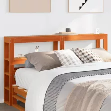   vidaXL viaszbarna tömör fenyőfa fejtámla polcokkal 120 cm