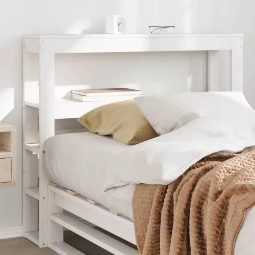 vidaXL fehér tömör fenyőfa fejtámla polcokkal 75 cm