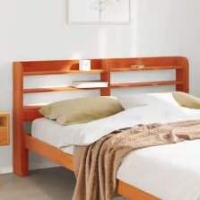   vidaXL viaszbarna tömör fenyőfa fejtámla polcokkal 120 cm