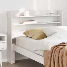 vidaXL fehér tömör fenyőfa fejtámla polcokkal 100 cm