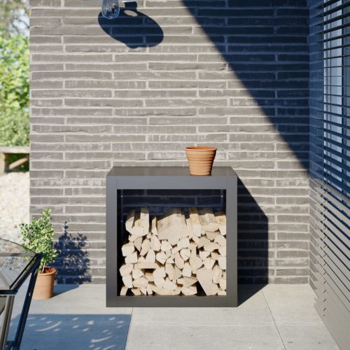 vidaXL antracitszürke acél tűzifatároló 60 x 40 x 60 cm
