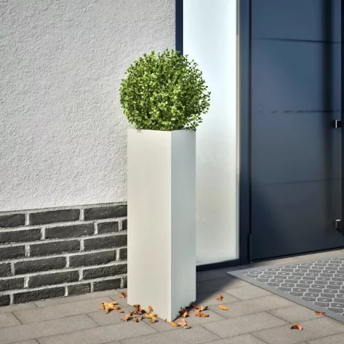 vidaXL 2 db fehér acél háromszög alakú kerti növénytartó 30x26x75 cm