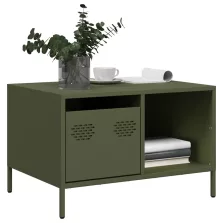   vidaXL olívazöld hidegen hengerelt acél dohányzóasztal 68,5x50x43,5 cm