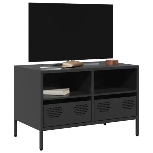 vidaXL fekete hidegen hengerelt acél TV-szekrény 68 x 39 x 43,5 cm