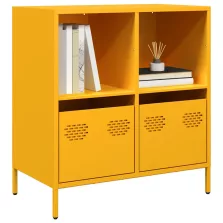   vidaXL mustársárga hidegen hengerelt acél tálalószekrény 68x39x73,5 cm