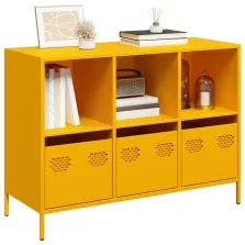   vidaXL mustársárga hideghengerelt acél tálalószekrény 101,5x39x73,5 cm