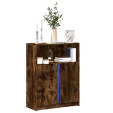   vidaXL füstös tölgy szerelt fa tálalószekrény LED-del 77 x 34 x 100 cm