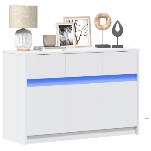 vidaXL fehér szerelt fa TV-szekrény LED-ekkel 91 x 34 x 61 cm