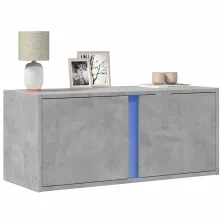   vidaXL betonszürke falra szerelhető TV-szekrény LED-del 80x31x35 cm