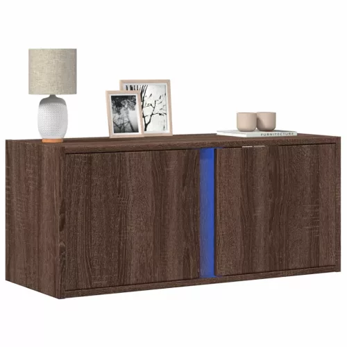 vidaXL barna tölgyszínű fali TV-szekrény LED-del 80x31x35 cm