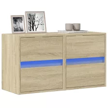   vidaXL 2 db sonoma tölgy színű fali TV-szekrény LED-del 41x31x45 cm